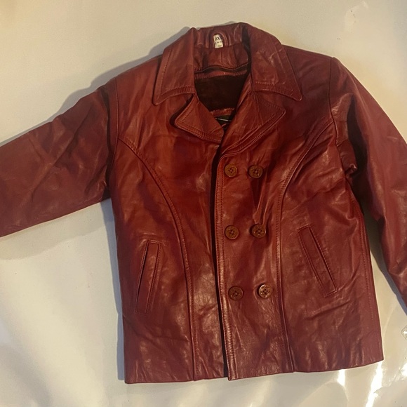 Authentic Grande Pieles red leather peacoat with zip out liner new xs - Picture 9 of 14